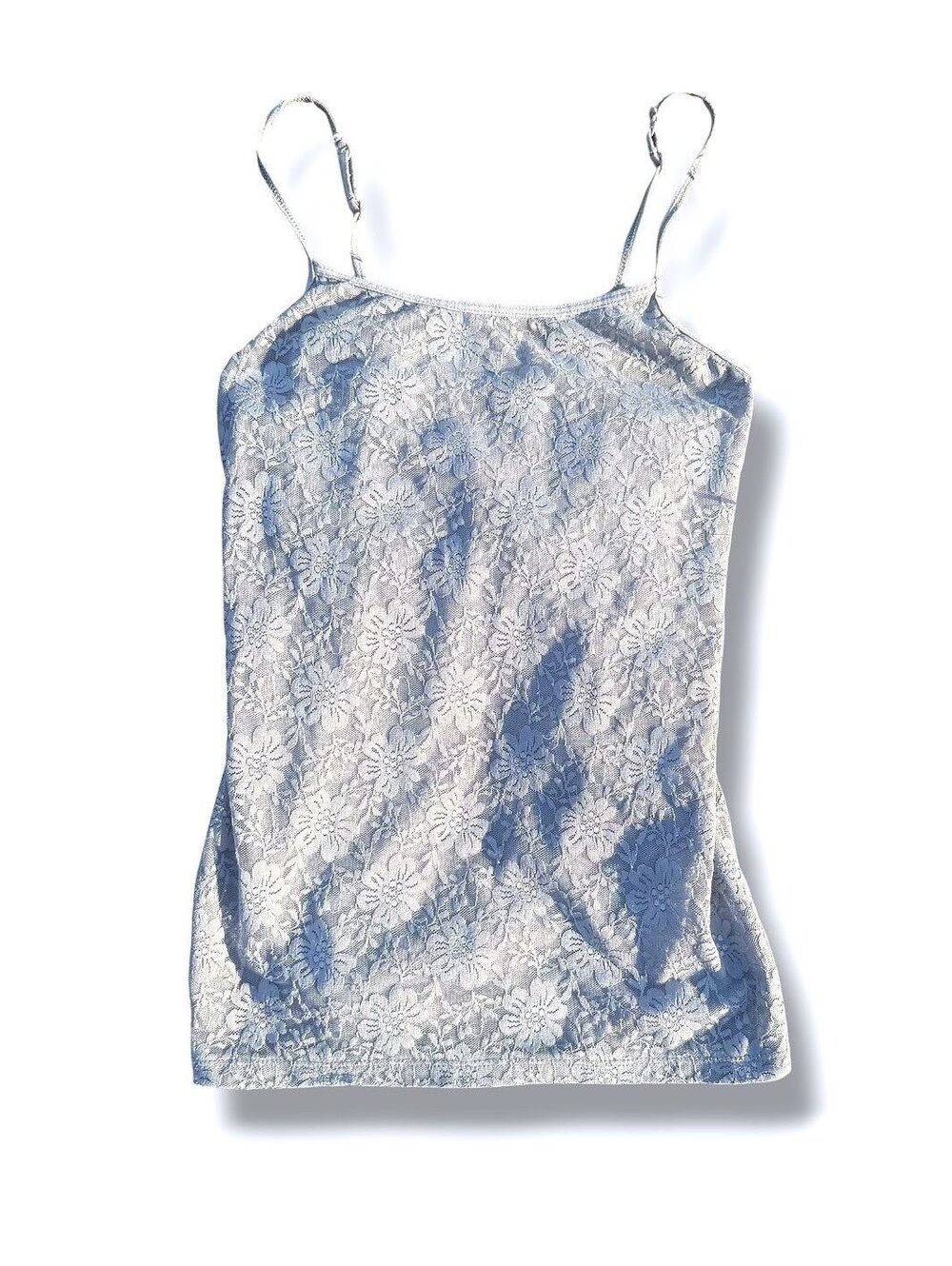 Vintage Y2k Grey Floral Lace Overlay Cami Tank Top Grane L